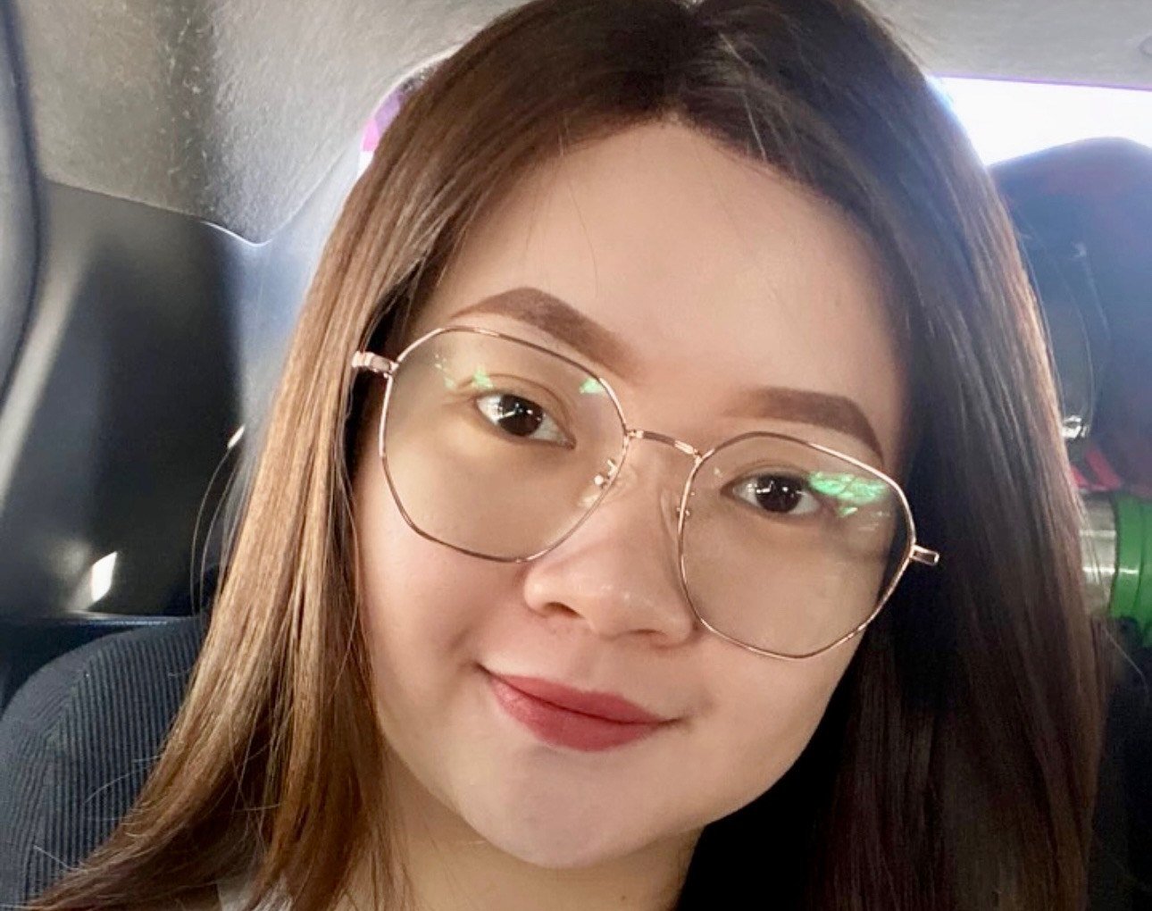 Everyday wear — glasses on, wig invisible