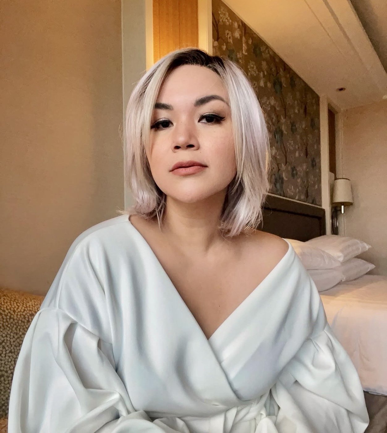 Platinum bob, colour-matched strand by strand